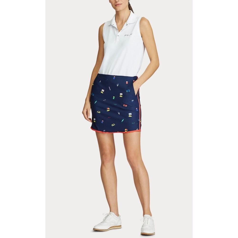 Polo Golf Ralph Lauren Beach Print Skort Blue Size 8 Pickleball Tennis Outdoors - Picture 3 of 14